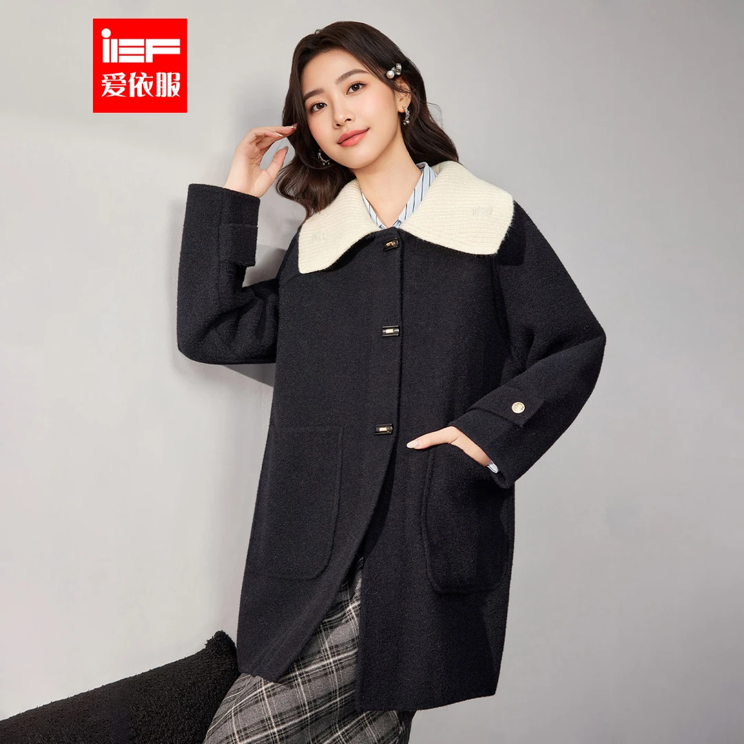 IEF/爱依服2025冬季新款韩版成熟通勤气质设计感保暖毛织中外套