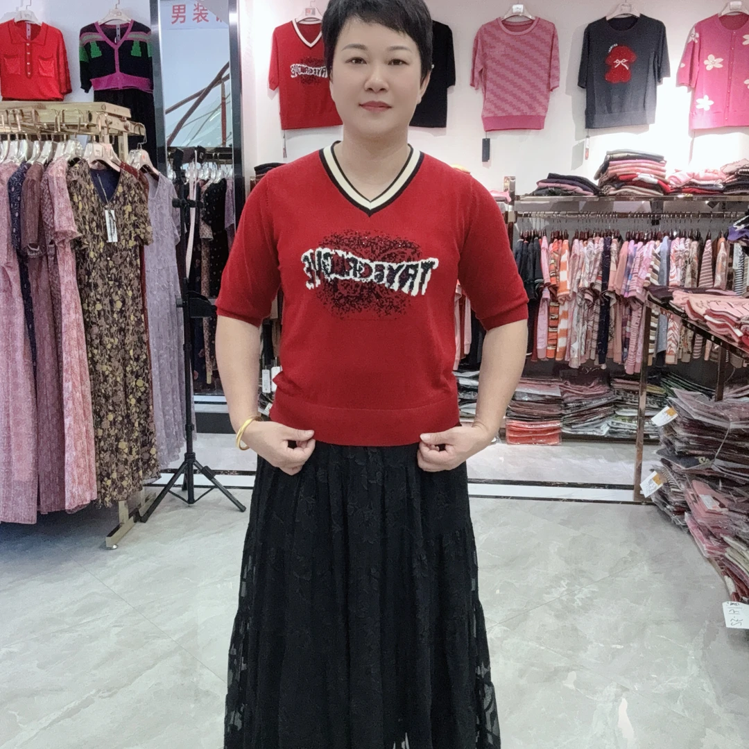 【燕珍时装】半袖2025秋季新款25112时尚百搭气质针织衫 君奴