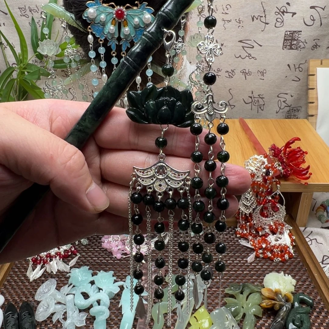 蛇纹石玉合金发饰