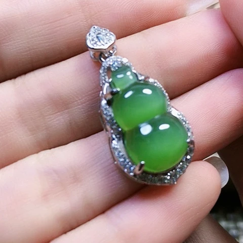 和田玉银S925镶嵌挂件
