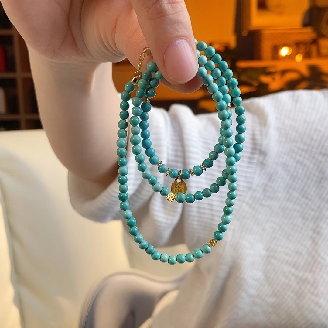 18K金镶嵌绿松石颈饰