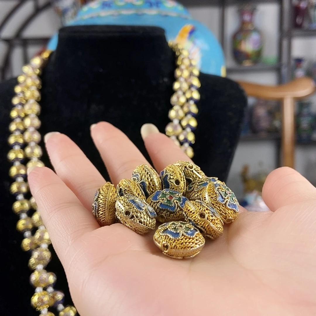 微***笑铜花丝镶嵌吊坠11个（穿手串）