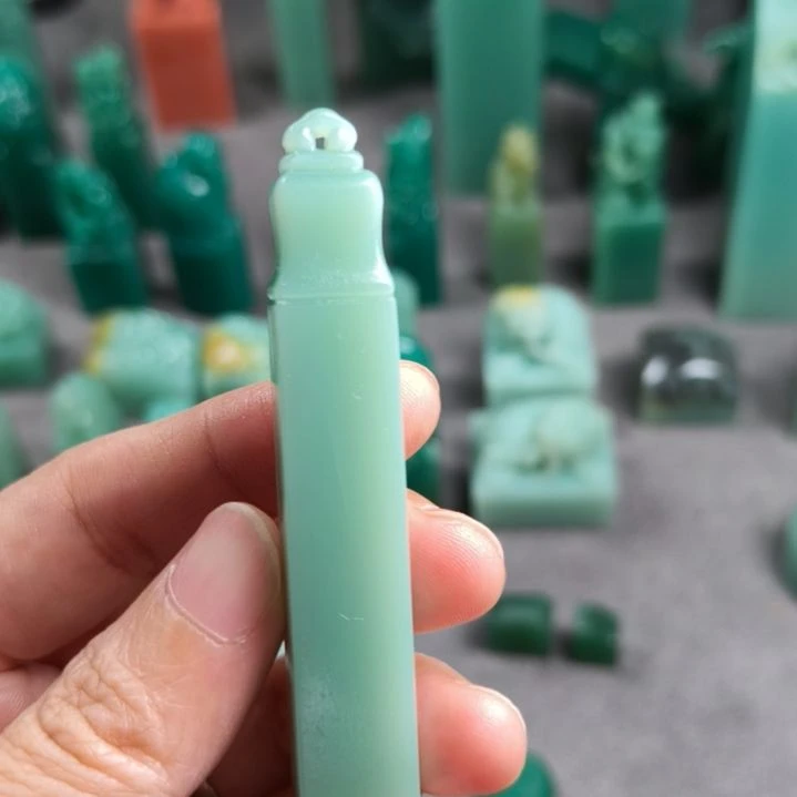 贺****印石昌化石梅子青如意钮1