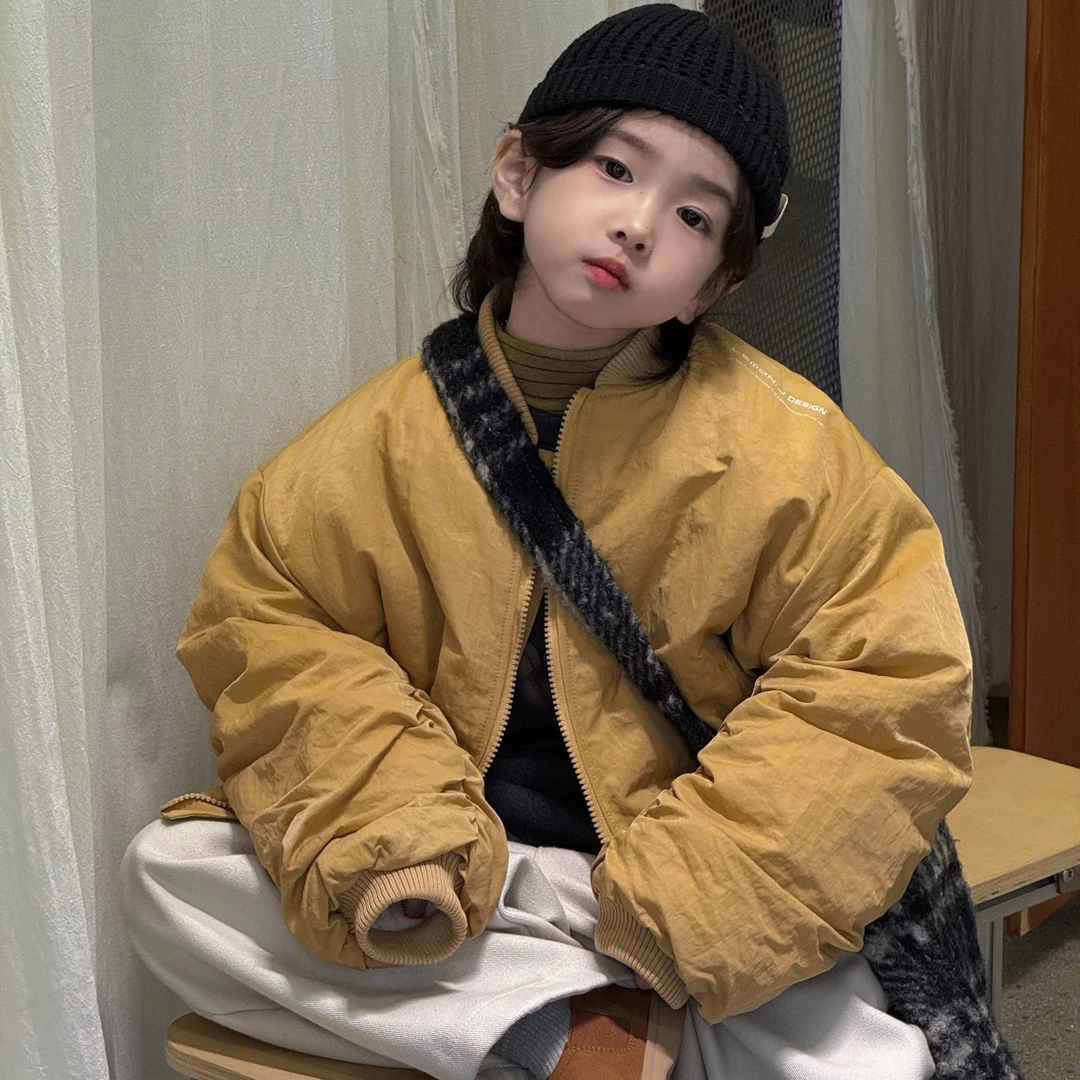 in 爱:nl25冬季男童韩系夹棉飞行夹克外套儿童复古慵懒棉衣72056