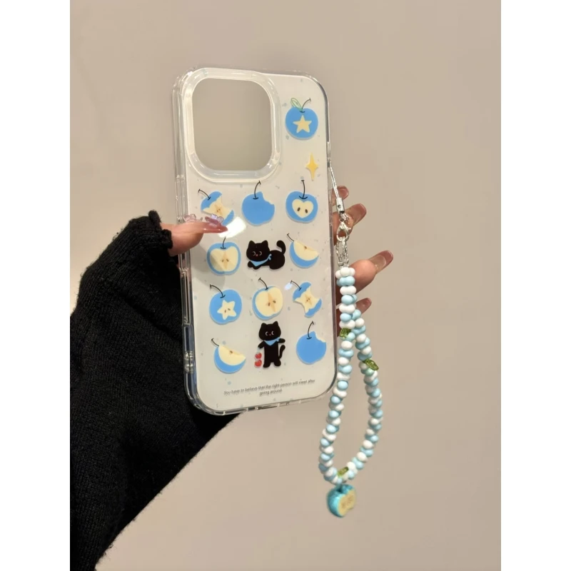 奥菲顿蓝苹果核挂件适用iPhone16大孔手机壳华为vivo小米15oppo套