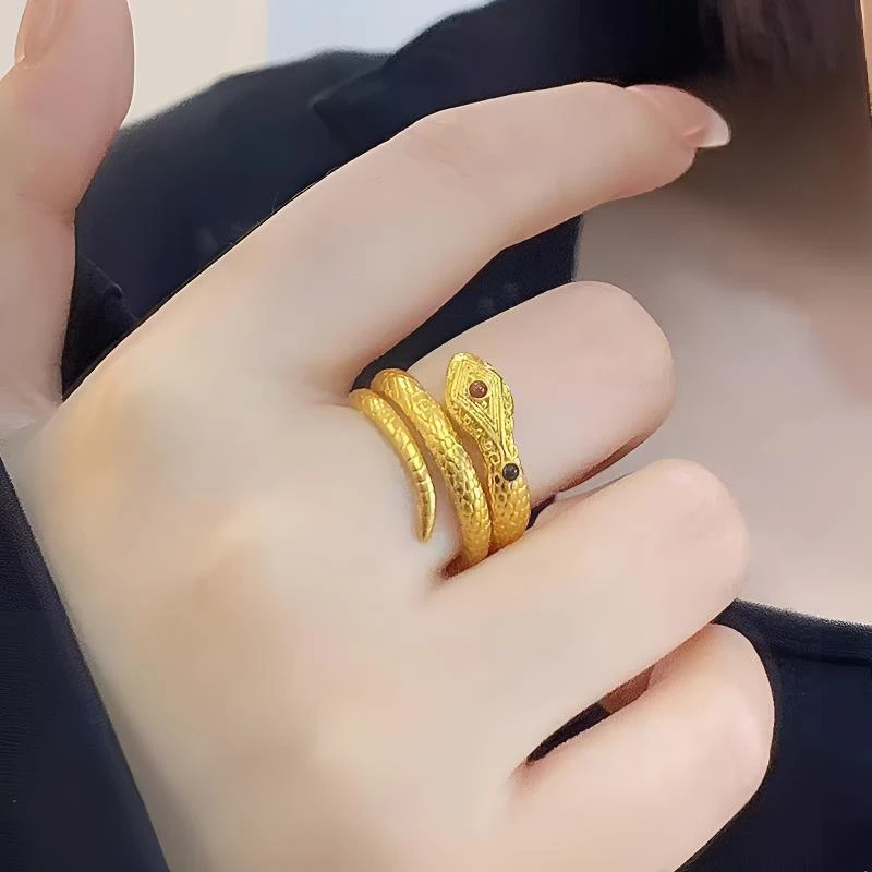 合金戒指 宝灵铺BLP轻奢高级感暴富小灵蛇戒指女古法重工缠绕蛇形