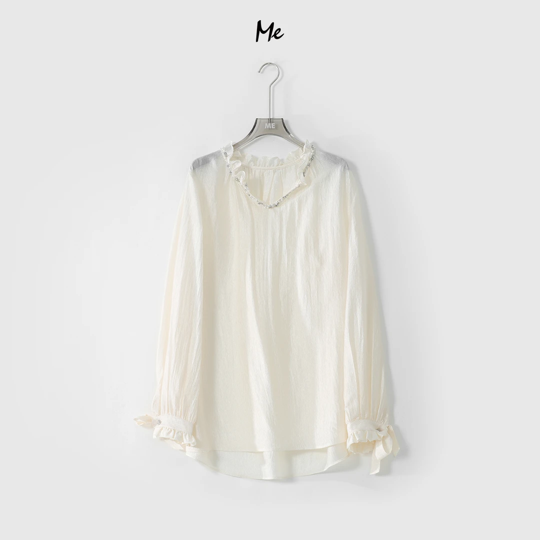 ME【鎏光晚宴衬衫】醋纤混纺透气吸湿时尚百搭一手长上衣MESS0647