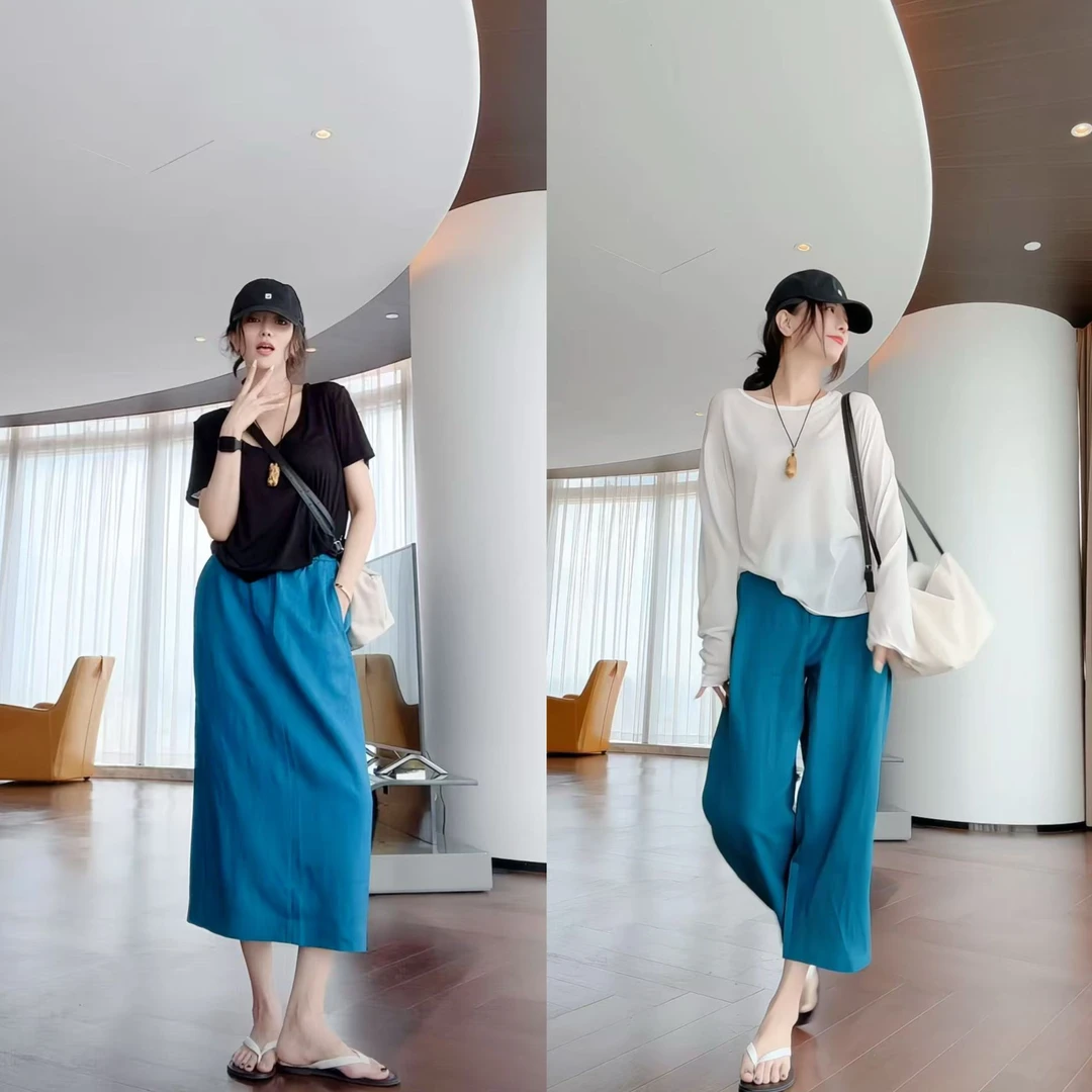 LAU+【蓝麻系】100亚麻 定制色 夏季新款 原创设计师潮牌女装 极简
