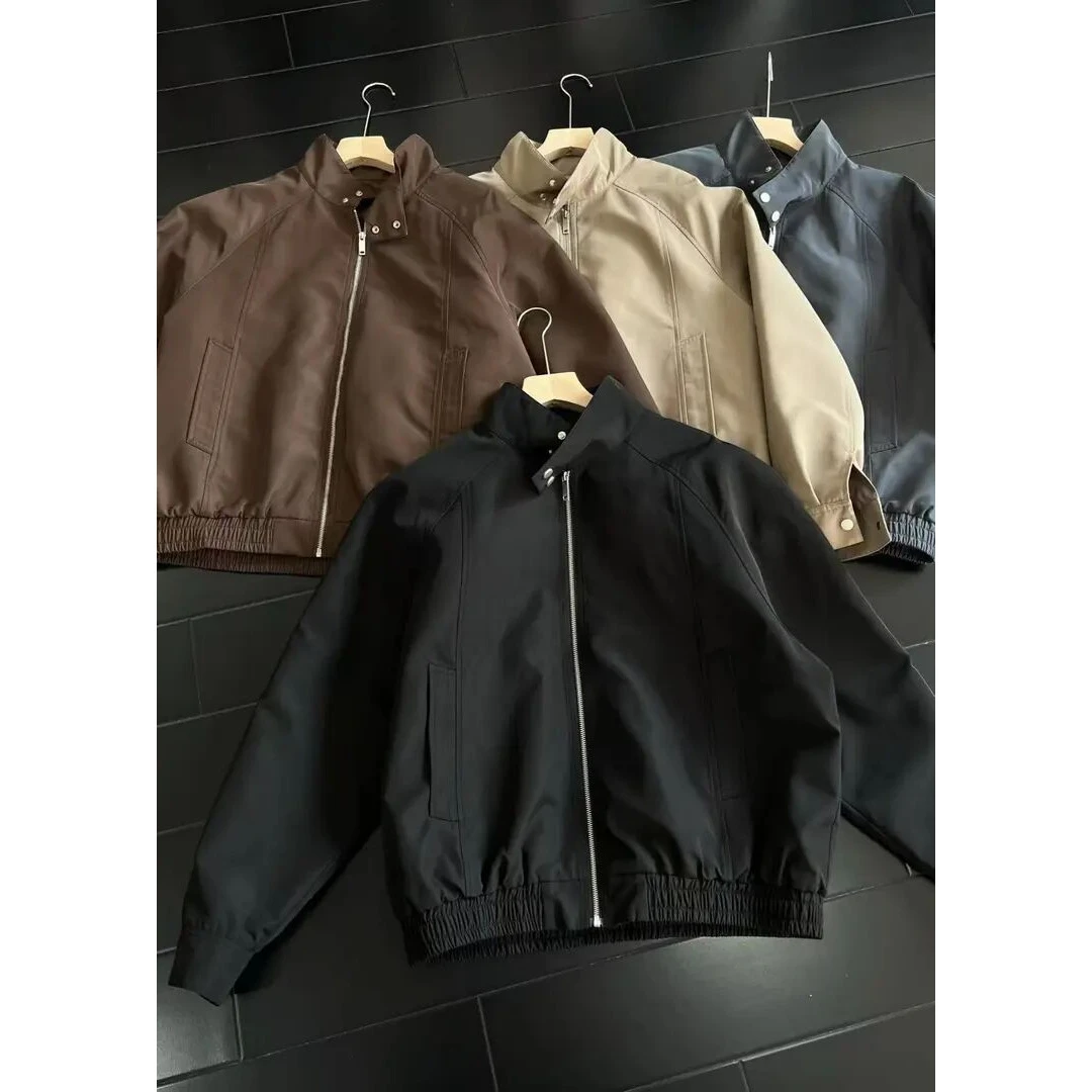 春季新款2025哈灵顿短款夹克美式潮流插肩袖外套