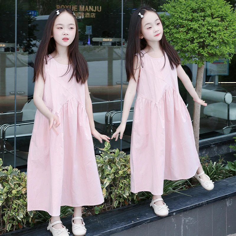 中大童女童连衣裙2025新款洋气夏装纯棉中长款裙子儿童背心裙韩版