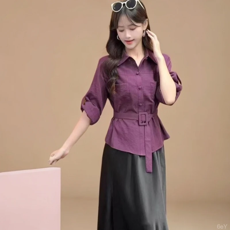 新款polo领爆款收腰森女长袖衬衫女韩系小众温柔风衬衣秋季2025