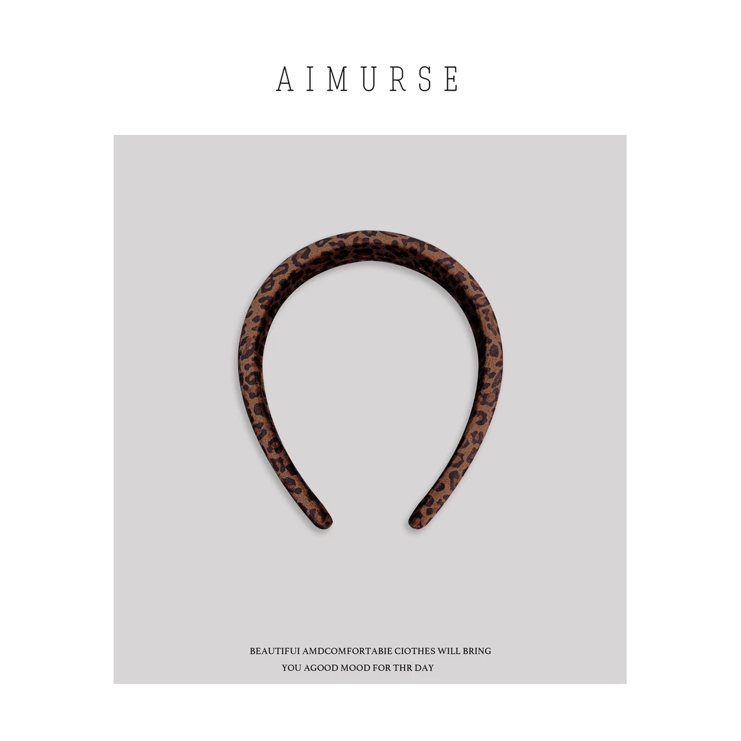 AIMURSE 小众设计师 豹纹绒感宽边百搭洋气发箍 AMPS92