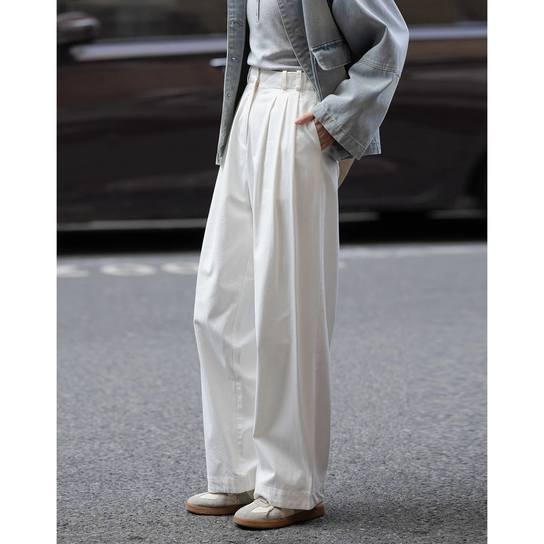 dme德玛纳通勤褶襇云感棉长裤遮肉好搭女式休闲裤