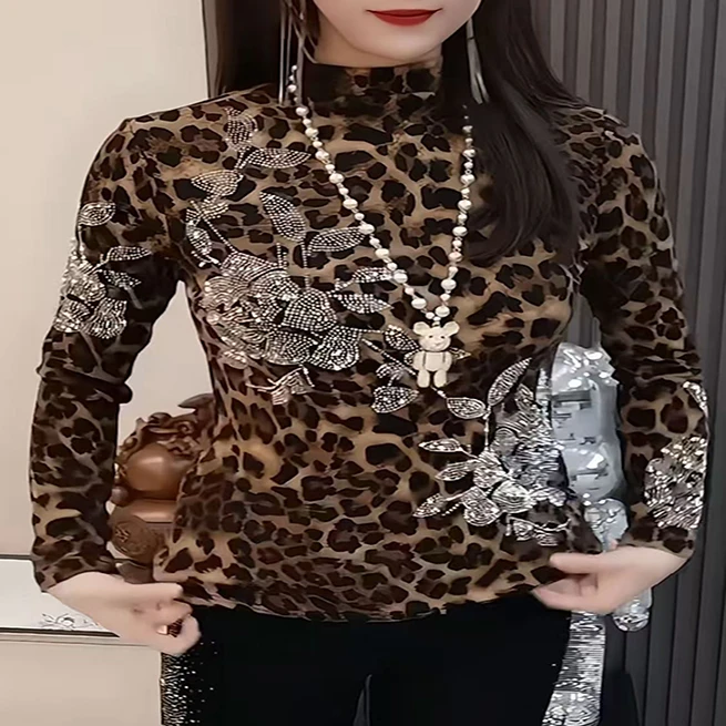 时尚减龄显瘦印花潮流个性打底衫女洋气百搭长袖T恤内搭显瘦上衣