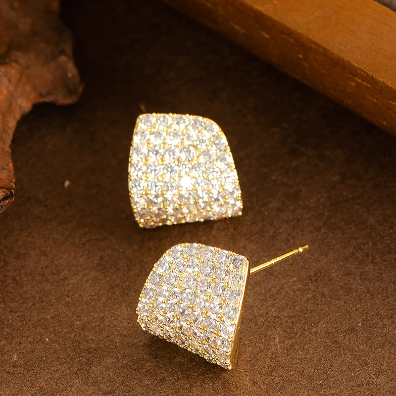 足银仿珍珠耳饰时尚满钻锆石耳钉耳环女精致气质名媛风高级感银针