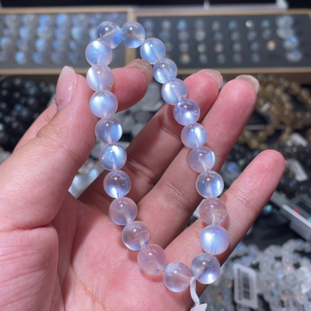 未镶嵌手链长石蓝月光手链9mm