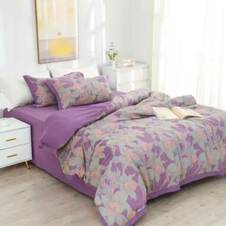 双层纱新疆棉夏被四件套--清莹花香