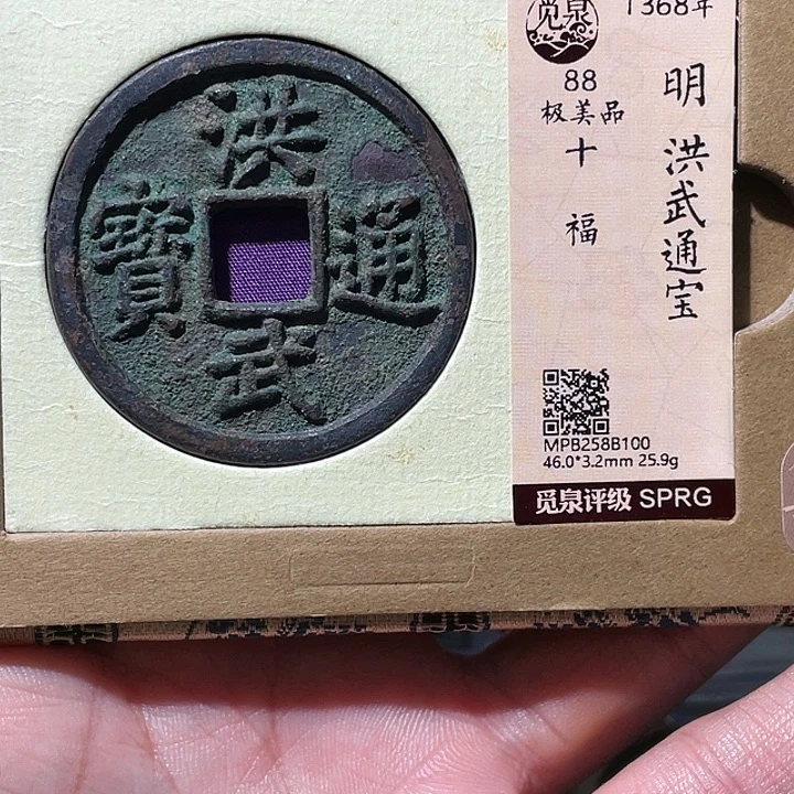 D***d铜大宝精选，洪武通宝评级尾号100