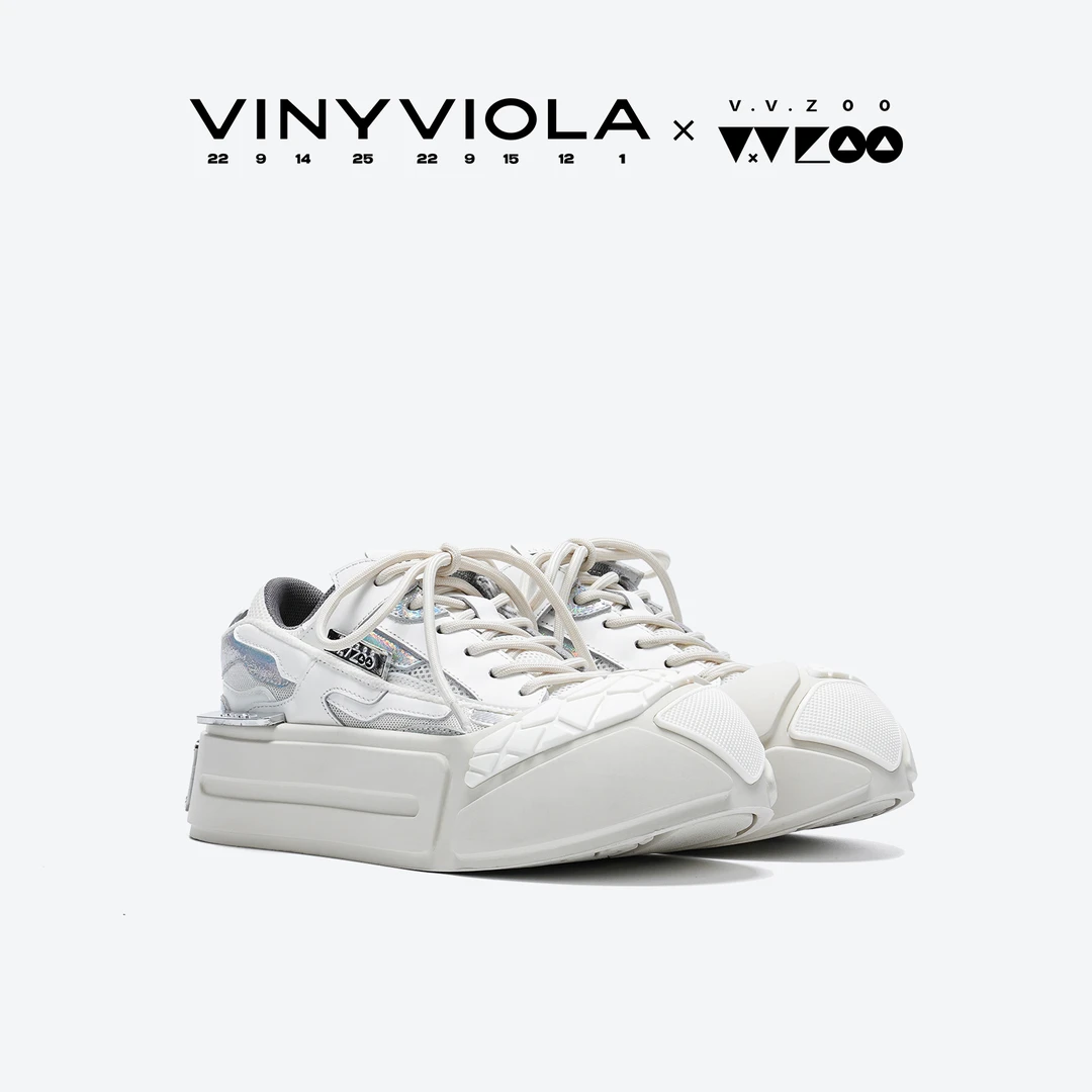 VINYVIOLA维尼维拉旗下VVZOO休闲白色百搭拼接系列板鞋--影