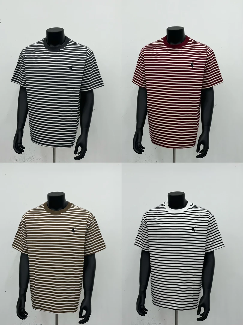 2025复古撞色条纹休闲百搭亲肤透气圆领T恤JH005