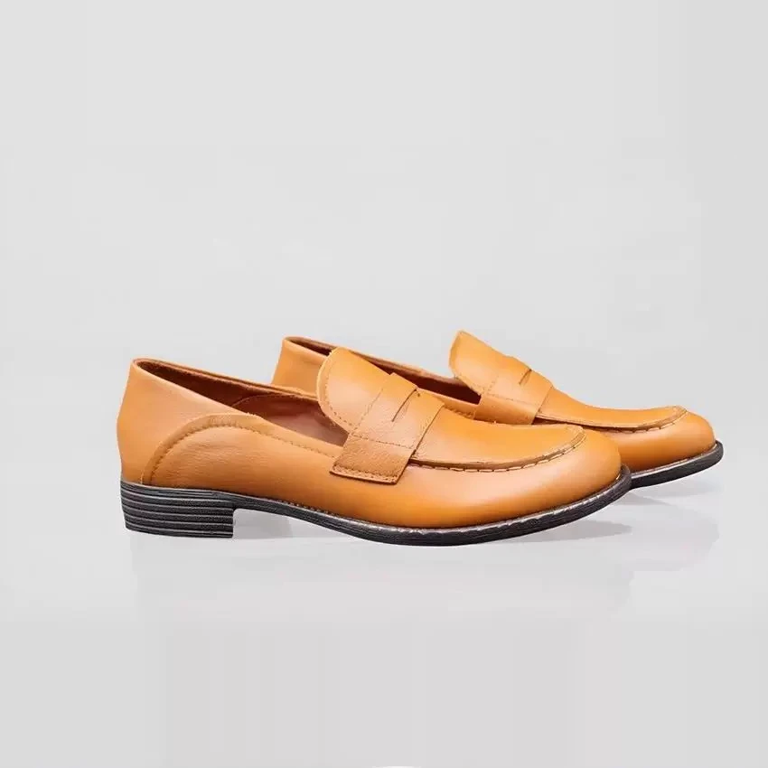 GershonBram  "慵懒“”系列全软牛皮复古英伦风一脚蹬擦色女乐福鞋