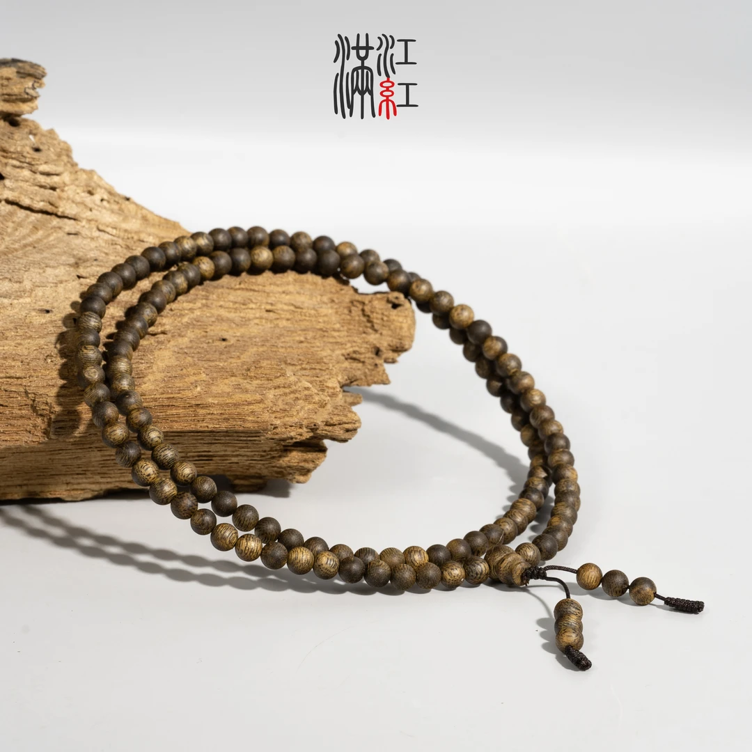 满江红 沉香手串一代老乌身0.6圆珠长串99沉/海南莺歌绿棋楠/CC12