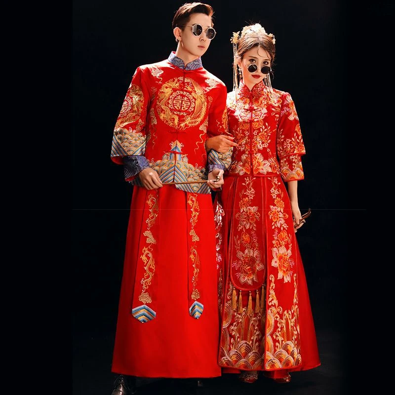 秀禾服新娘2021新款龙凤褂中式男女古装旗袍礼服敬酒服结婚套装
