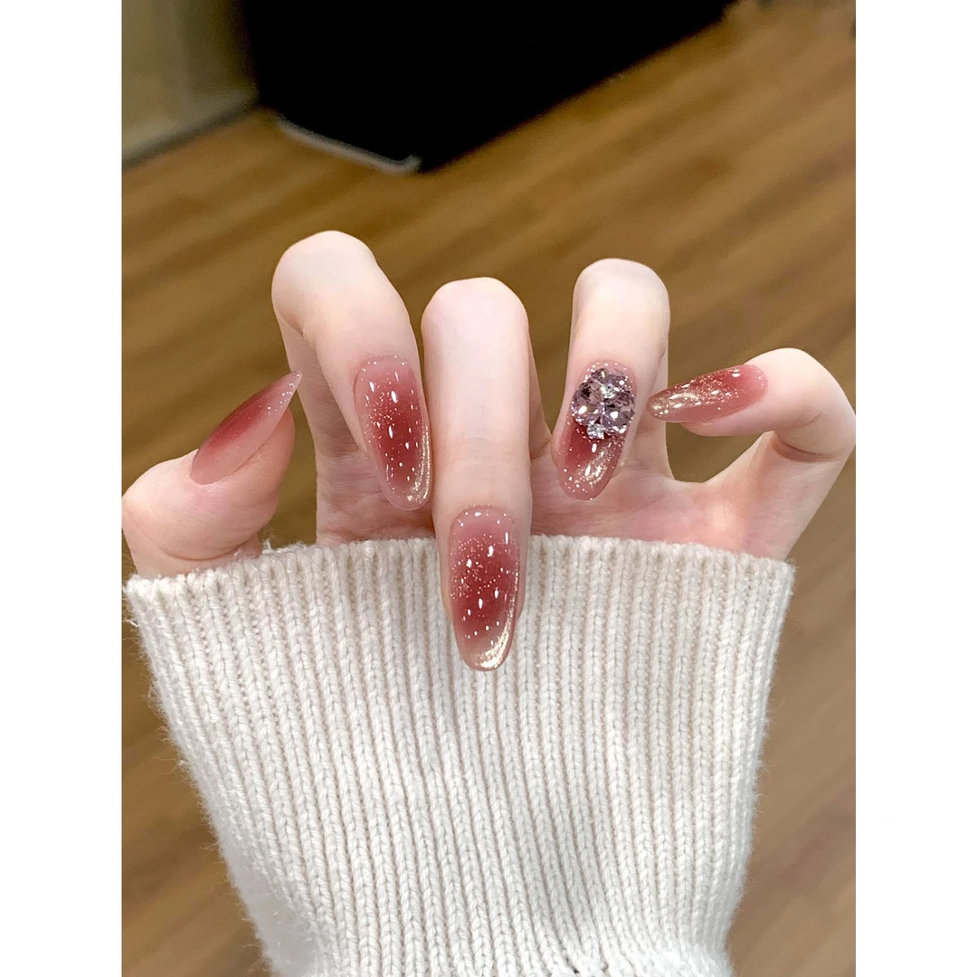 茉哉【施家全华钻/紫薇星辰（12甲）】纯手工定制美甲拆卸穿戴甲A5135