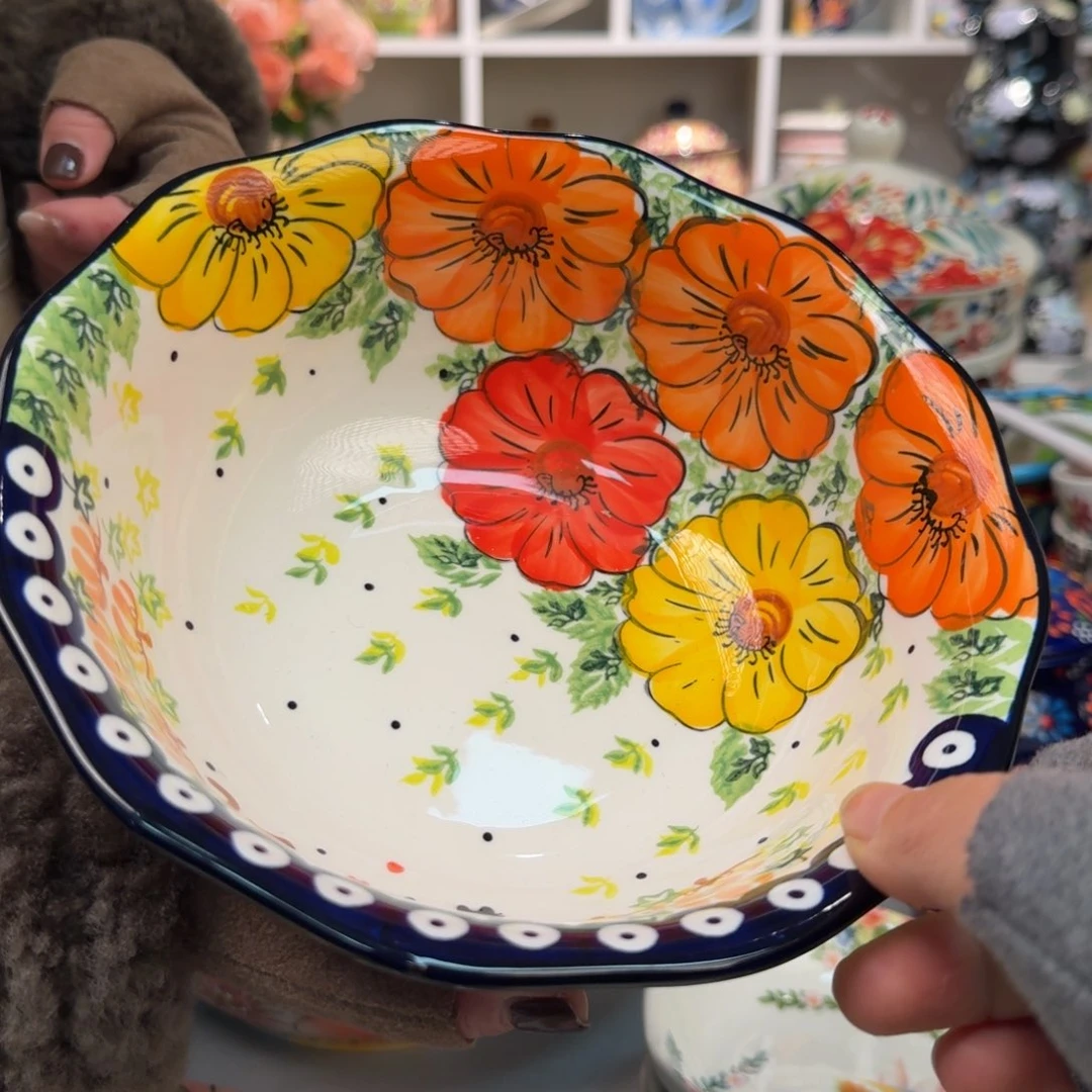 瓷7.5英寸南瓜猫面碗一只