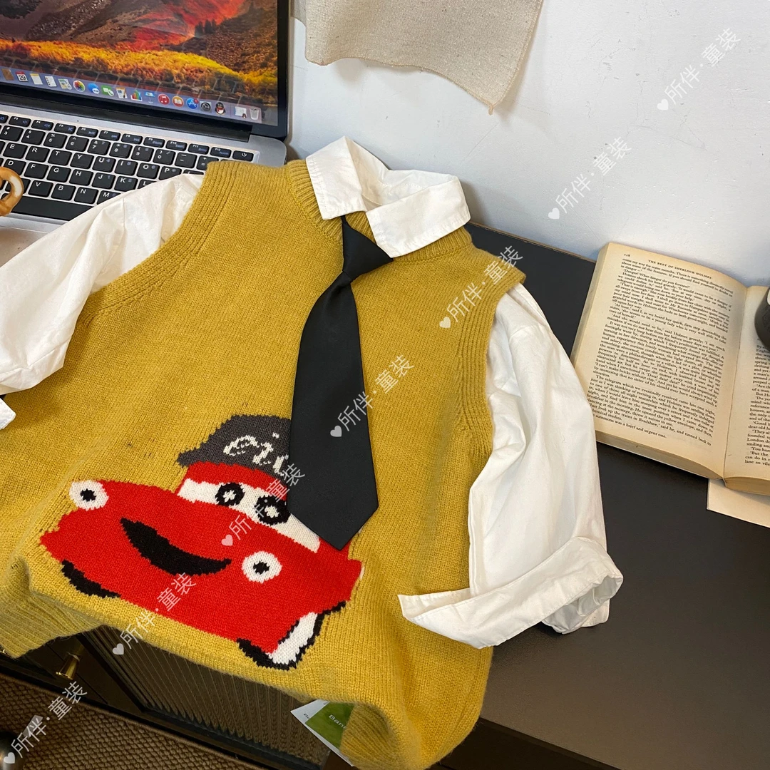 2426秋冬男女童卡通百搭洋气时尚针织马甲