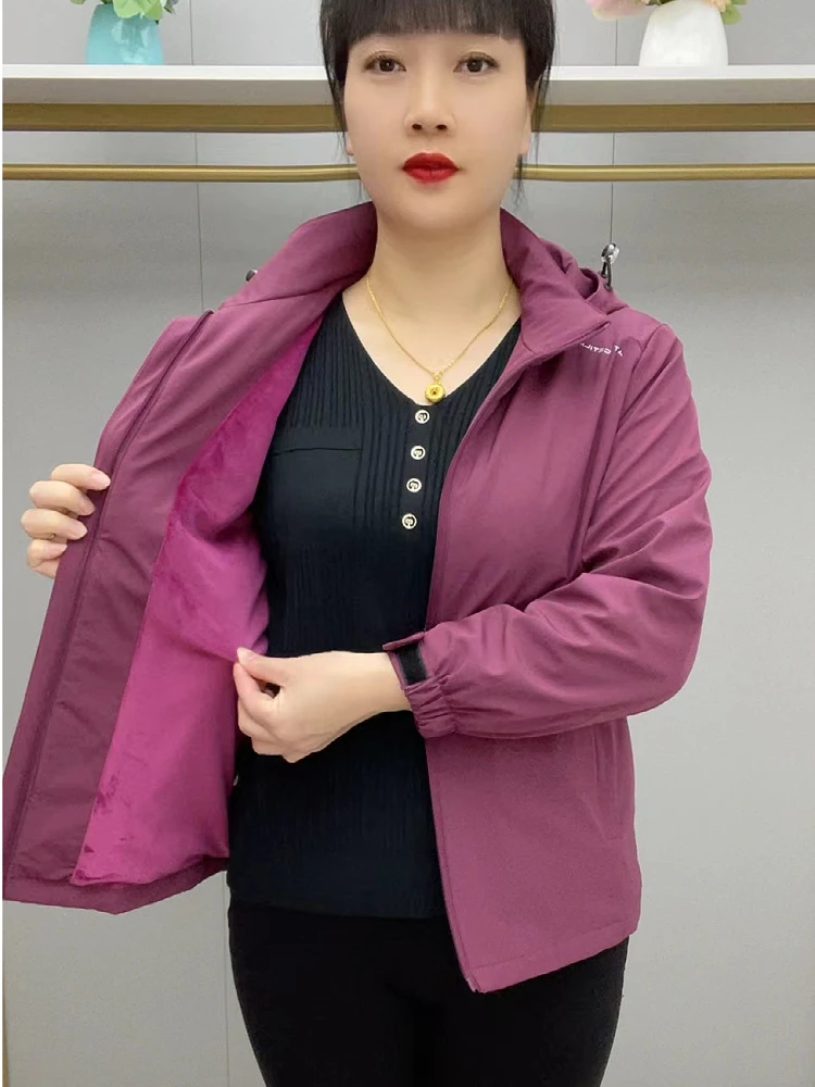 加绒保暖时尚冲锋衣女款帽子可拆卸女士运动防风透气外套9570款