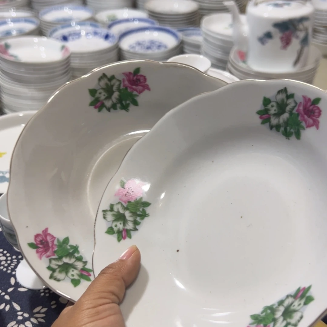 醴陵高温瓷老盘17.5厘米微瑕