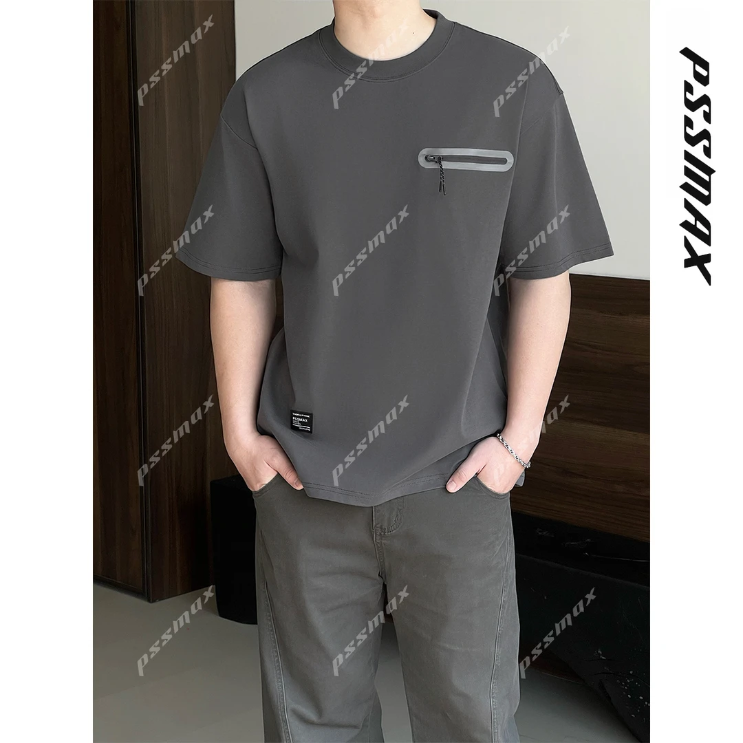 【现货】PSSMAX 胖俗俗【黑匣工装】夏季重磅T恤显瘦硬核口袋男款短袖