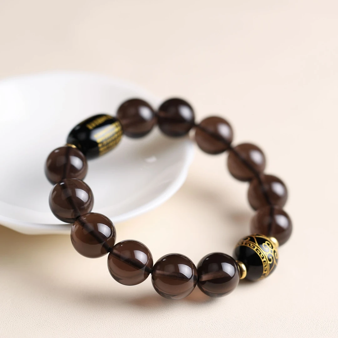 天然冰底黑曜石心经手串