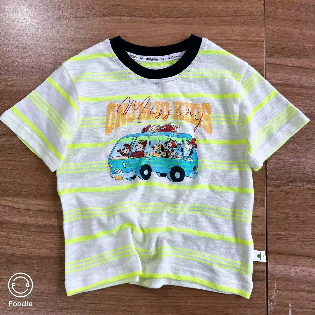 【JMJQ 25915】夏季新款时尚男女条纹小汽车宝宝短袖休闲