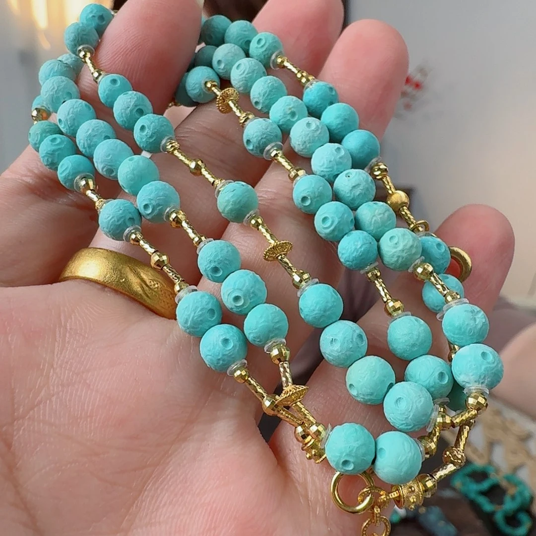 绿松石18K金镶嵌珠宝奇石