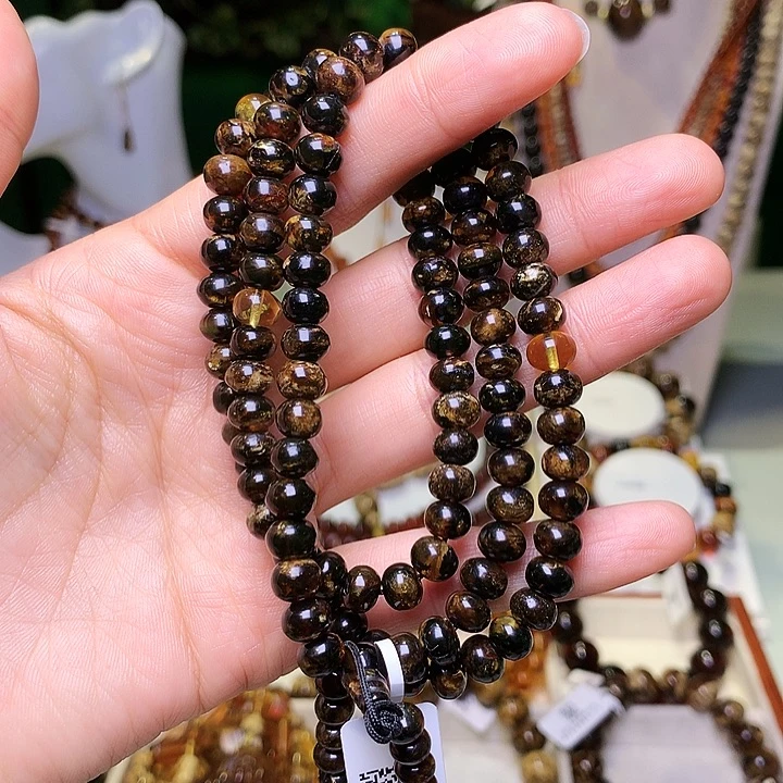 琥珀未镶嵌裸石抚顺琥珀7/黑花Y396