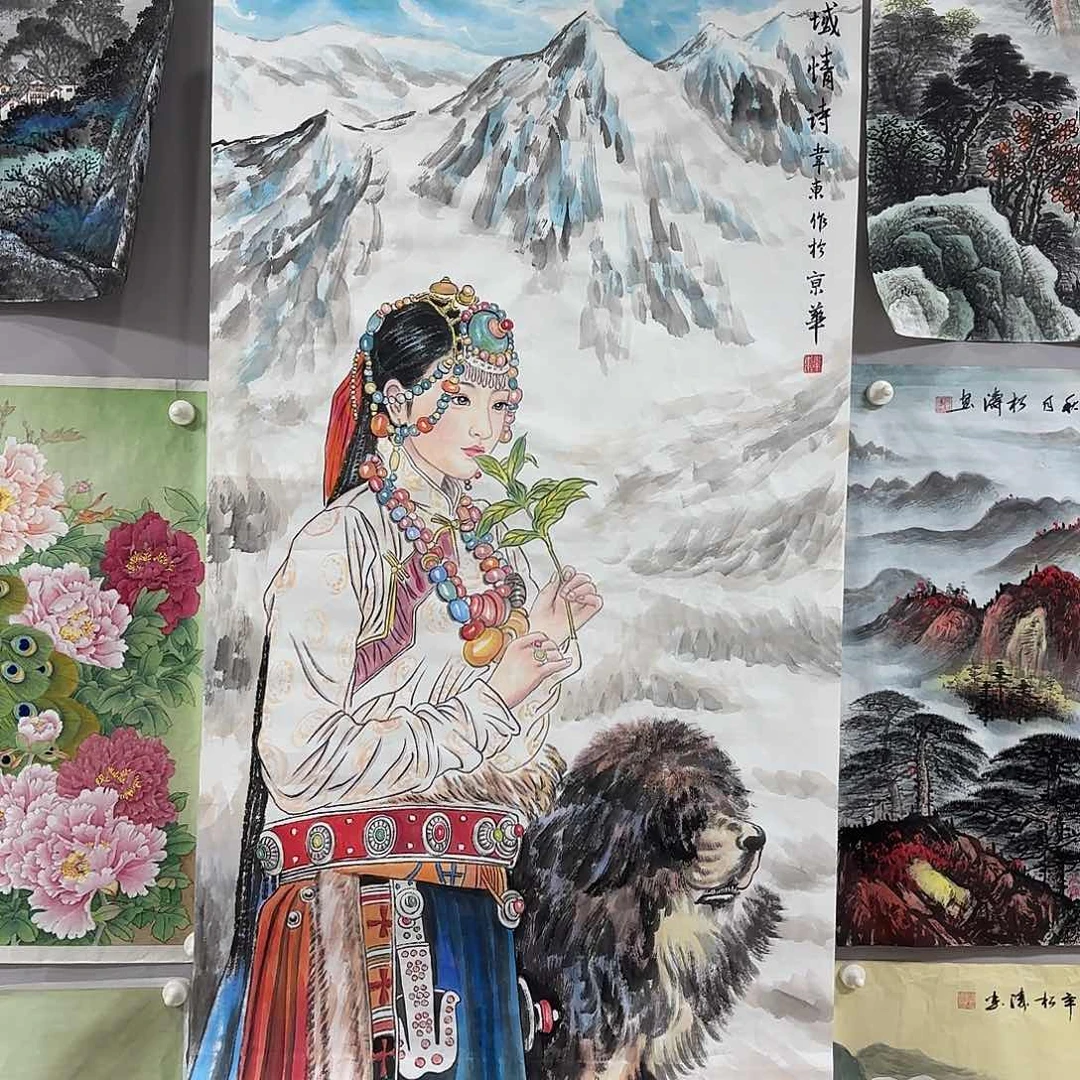 国画尺寸70X138手绘作品