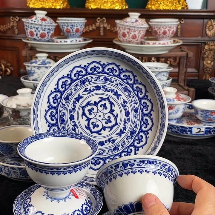 宝相花五件套茶具