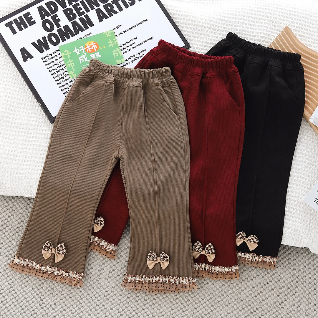 【早春上新】女童休闲喇叭裤2025外穿公主风新款洋气儿童春秋长裤