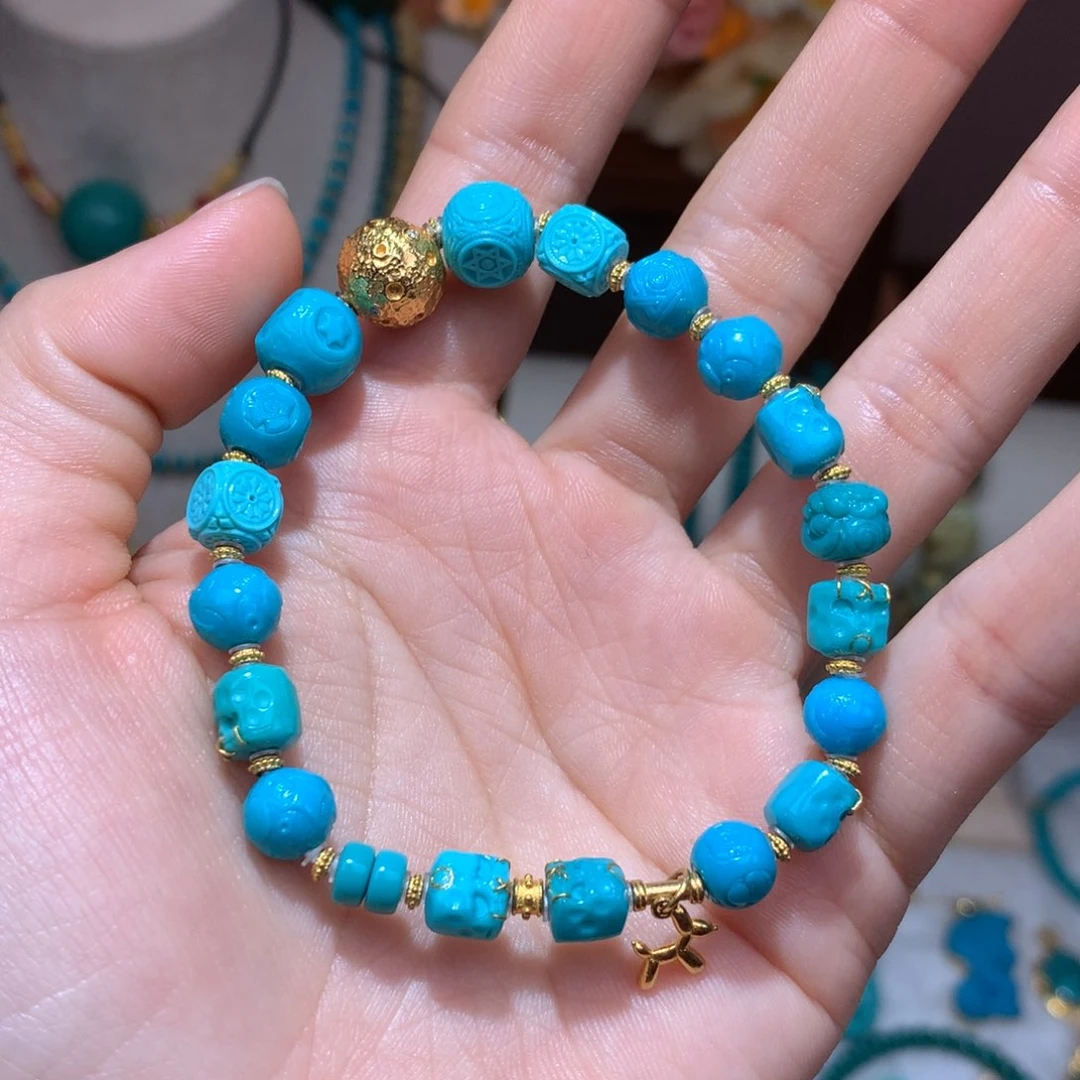 绿松石珠宝奇石18K金镶嵌