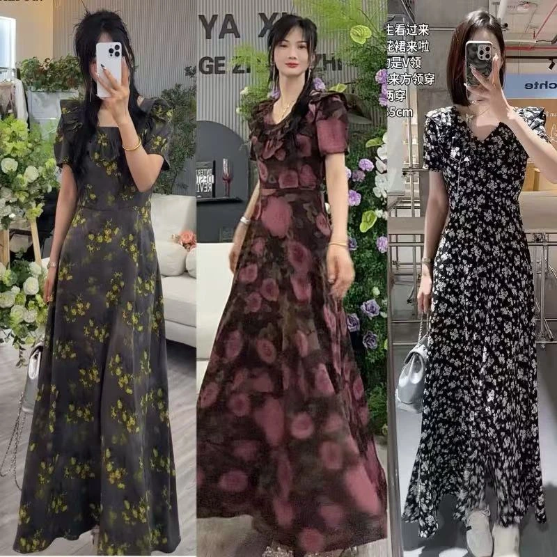 雅希定制~【仲夏之梦】唐顿花园法式碎花连衣裙两穿松弛度假长裙