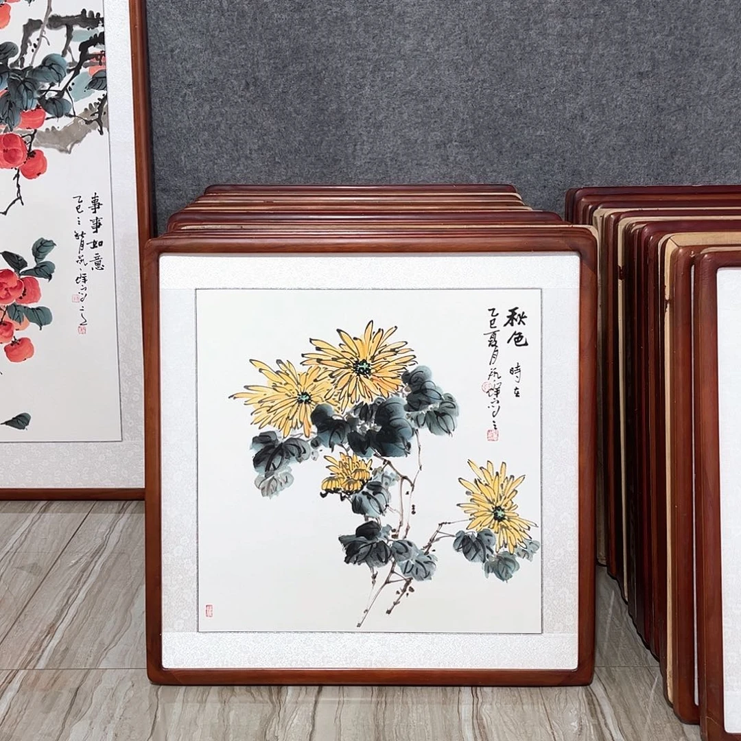 国画书画作品带框63×63