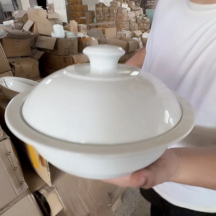 景德镇高温陶瓷玉泥胎汤锅2个