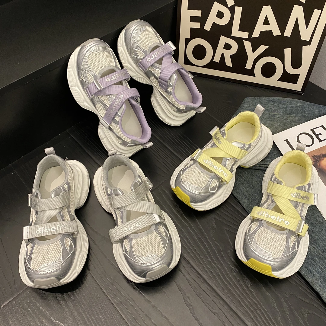 贾不假休闲鞋女款2025新款夏季超火透气百搭学生厚底轻便运动鞋子