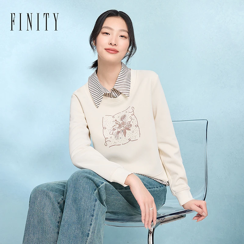 FINITY新品菲妮迪卫衣长袖针织时尚休闲百搭女士宽松秋季长袖针织