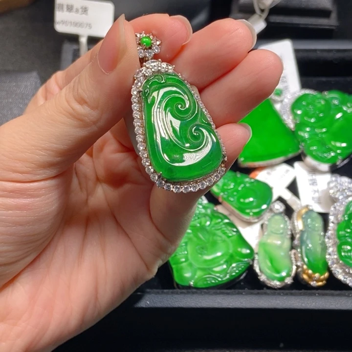 翡翠银S925镶嵌吊坠(不含链)