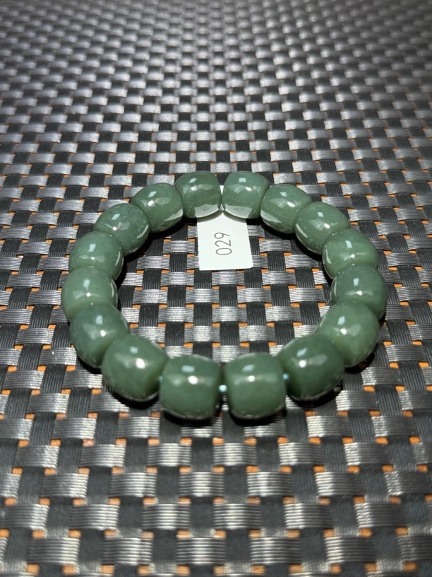 029俄料和田玉鸭蛋青瓷蓝14mm直切手串