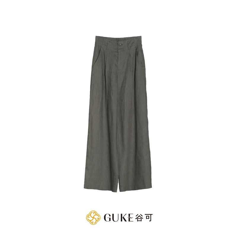 GKE/谷可K5181时尚亚麻直筒裤女装新款高腰气质休闲夏天薄款裤子