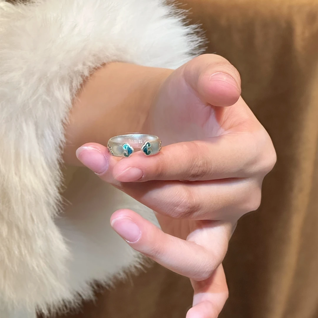 足银戒指 顺庆银楼【宝吉相戒指】足银999.9时尚小众简约百搭银戒指